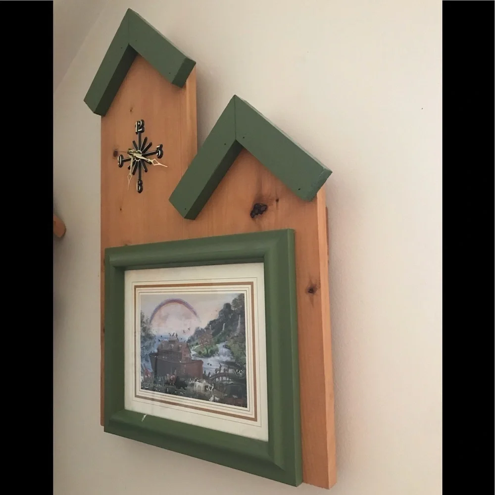 ⭐️Rare Vintage 1980’s Noah’s Ark Wood Clock Picture